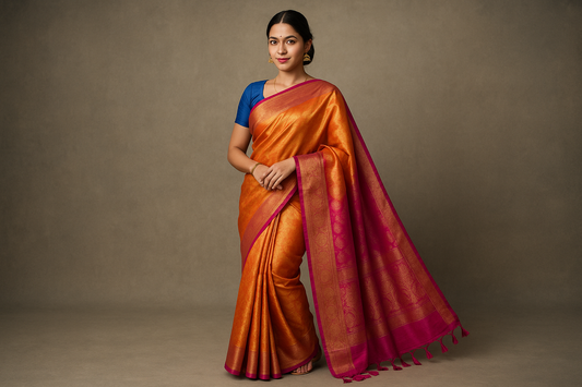 Generate the same image of the girl posing in wearing the same saree